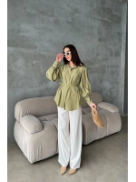 Olive Kemer Detaylı Modal Gömlek Yeşil