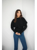 Piliseli Pelerin Detaylı Triko Bluz - Ekru