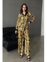 Sarı Gömlek Ve Baskılı Pantolon Takım