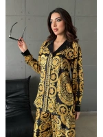Sarı Gömlek Ve Baskılı Pantolon Takım