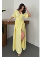 Sarı Müslin Uzun Elbise - Sarı