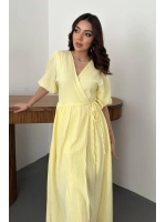 Sarı Müslin Uzun Elbise - Sarı