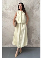 Olive Poplin Yelek Etek Takım