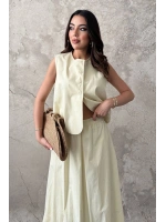 Olive Poplin Yelek Etek Takım