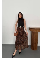 Siyah Alt Eteği Leopar Elbise