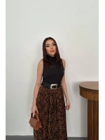 Siyah Alt Eteği Leopar Elbise