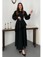 Mürdüm Asimetrik Dantelli Elbise