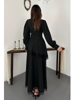 Mürdüm Asimetrik Dantelli Elbise