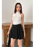 Siyah Beli Lastikli Etek Şort
