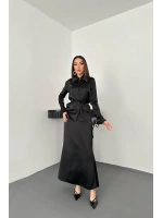 Siyah Biyeli Gömlek Ve Etek Takım
