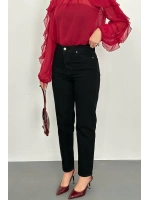 Siyah Boru Paça Jeans Pantolon