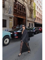 Gri Çizgili Oversize Ceket