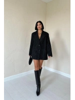 Gri Çizgili Oversize Ceket