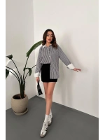 Siyah Çizgili Poplin Uzun Kol Gömlek