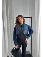 Siyah Denim Scuba Garnili Ceket