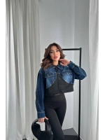 Siyah Denim Scuba Garnili Ceket