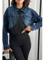 Siyah Denim Scuba Garnili Ceket