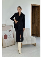 Siyah Düğmeli Ceket Ve Etek Takım