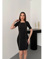 Kahverengi Fermuarlı Ottoman Elbise