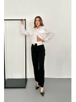 Siyah Önü Garnili Pantolon