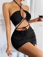 Siyah Şık Fantezi Clup Elbisesi