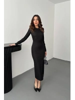 Fuşya Sırt Dekolteli Elbise