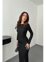 Fuşya Sırt Dekolteli Elbise