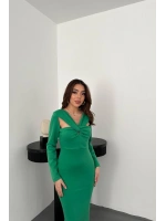 Fuşya Göğüsü Büklüm Elbise