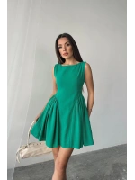 Siyah Mini Boy Büzgülü Keten Elbise