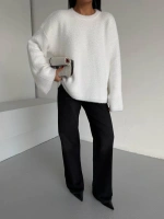 Yumuşak Dokulu Oversize Triko Kazak – Ekru - Ekru