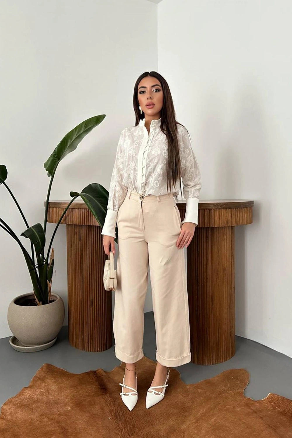 Bej Gabardin Pantolon