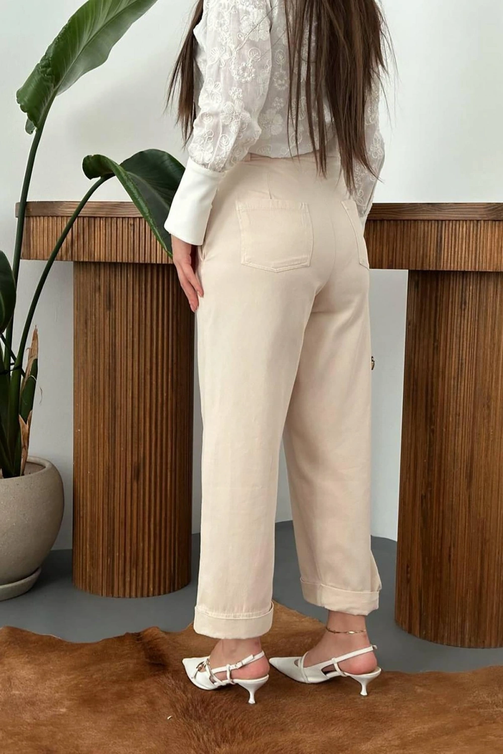 Bej Gabardin Pantolon