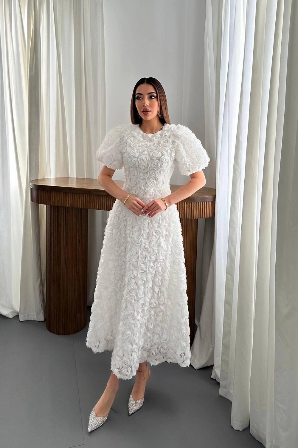 Sarı Güllü Elbise