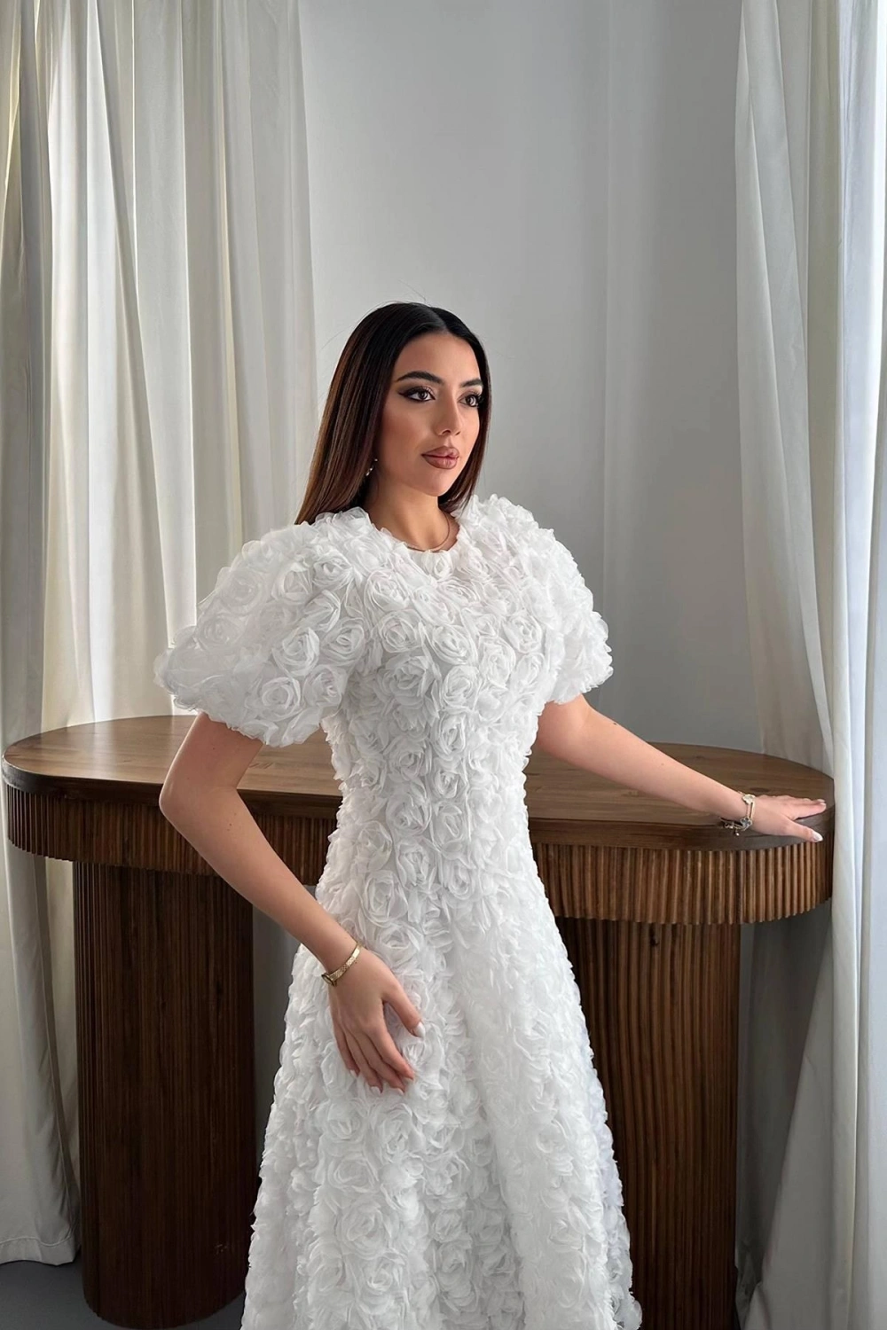 Sarı Güllü Elbise