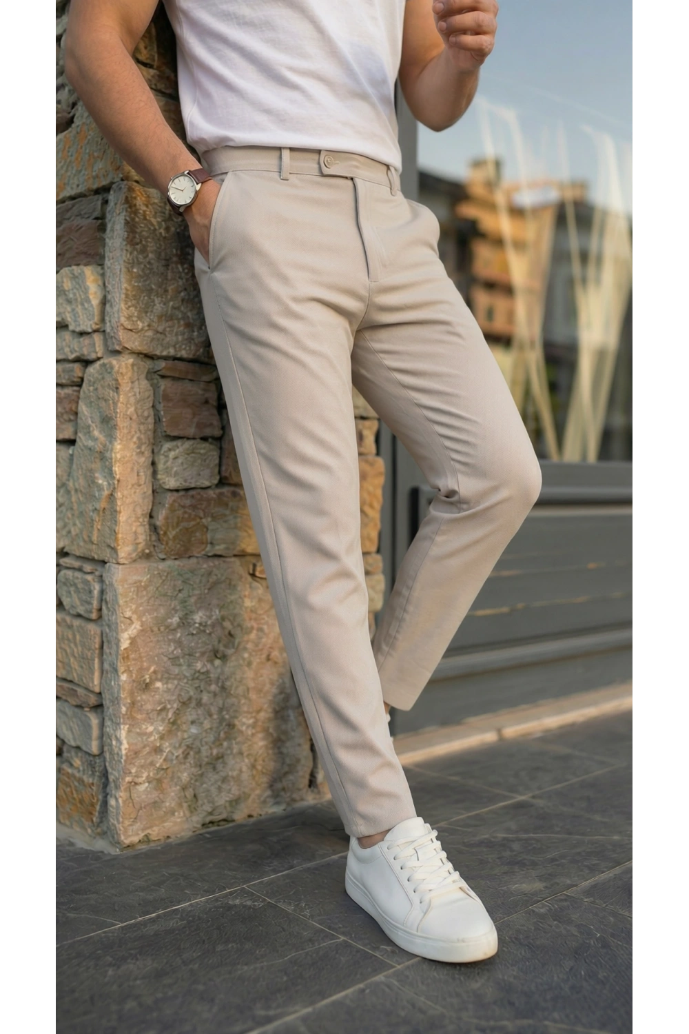 Erkek Slim Fit Dilli Kumaş Pantolon