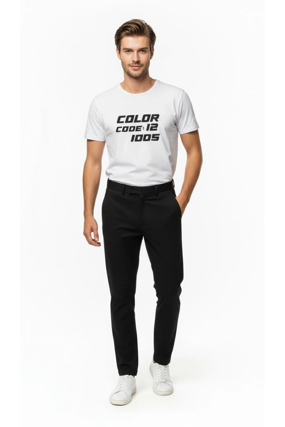 Erkek Typography “Color Code” Baskılı Minimal T-Shirt
