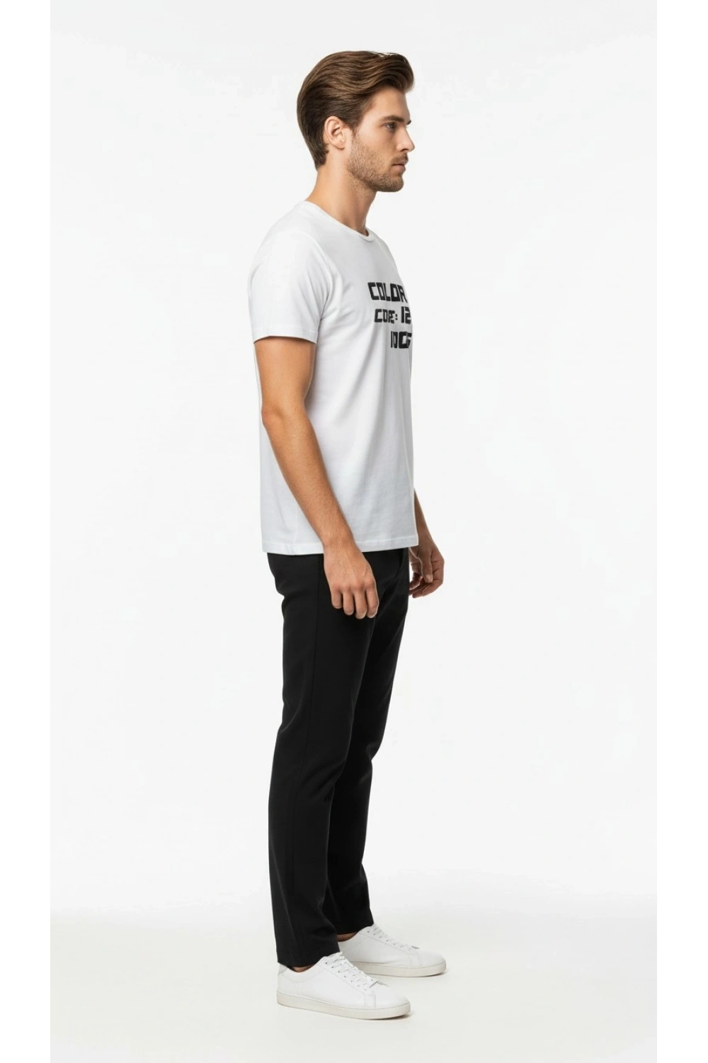 Erkek Typography “Color Code” Baskılı Minimal T-Shirt