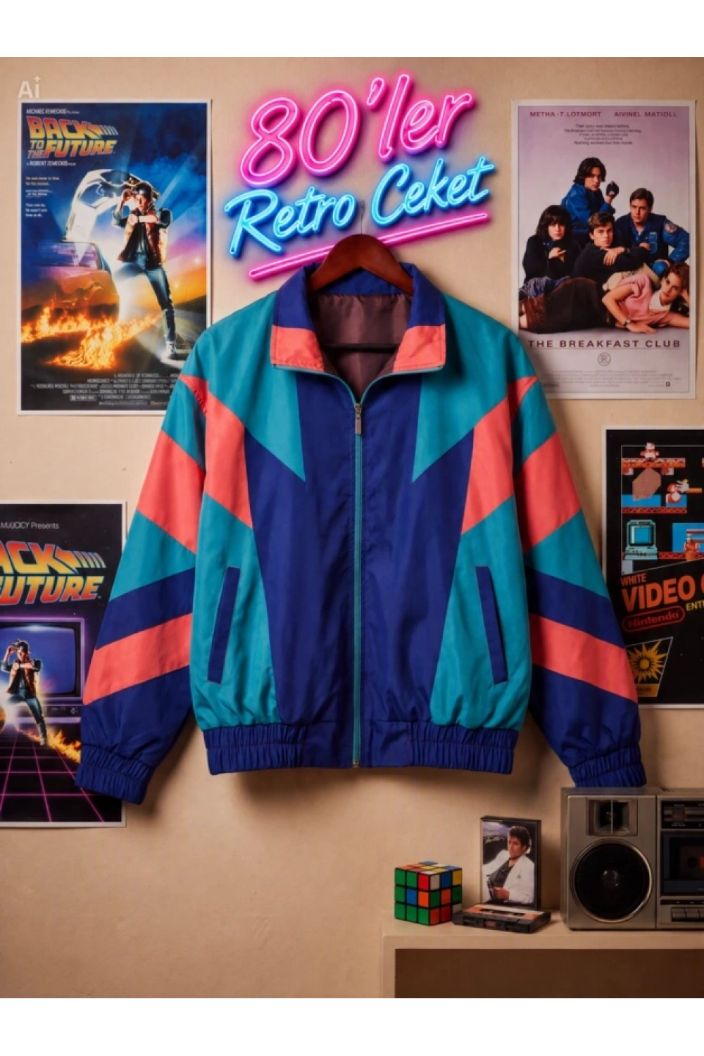Kadın - Erkek 80ler Dönemi Retro Ceket