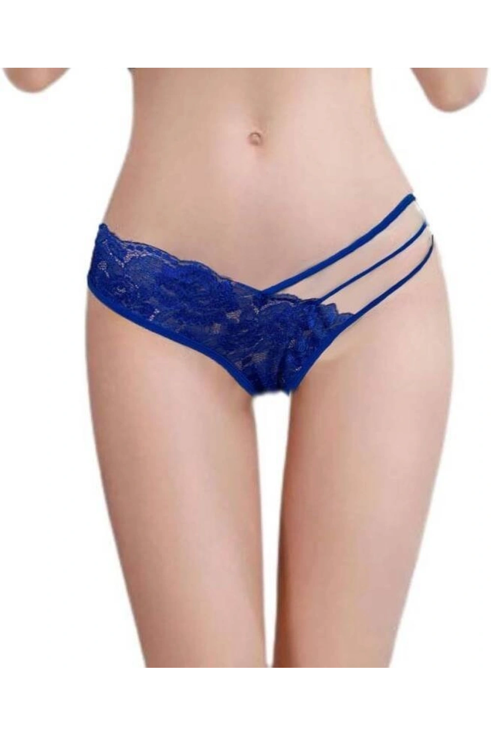 Kadın Mavi Dantelli Şerit Detaylı String Külot