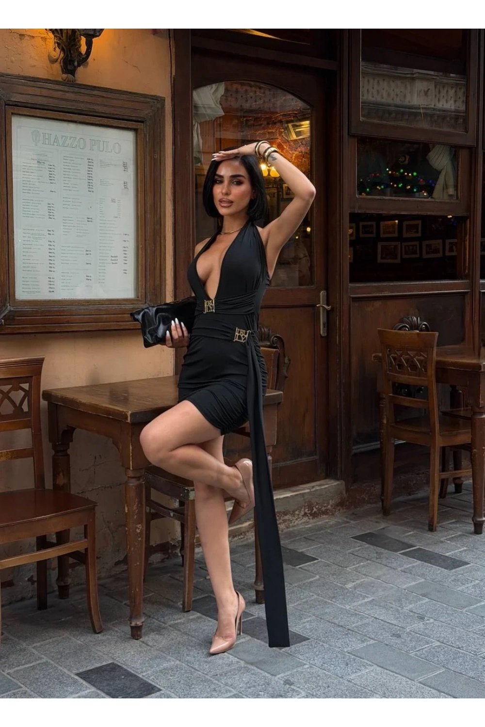 Alsasıarlı Dekolte Mini Elbise 792