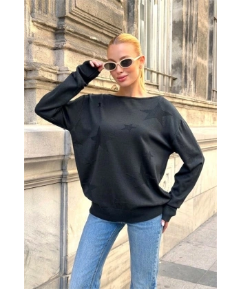 Siyah Yıldızlı Merserize Bluz