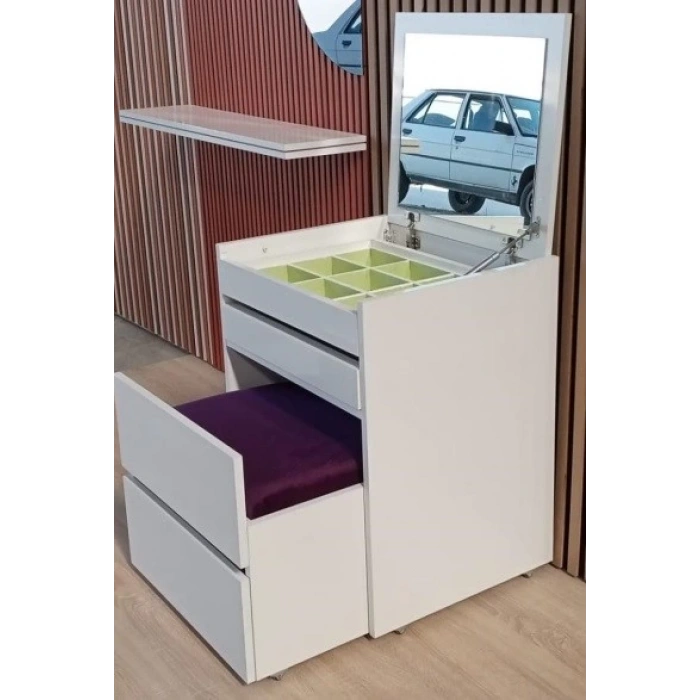 MAKYAJ MASASI PUFLU ÇEKMECELİ