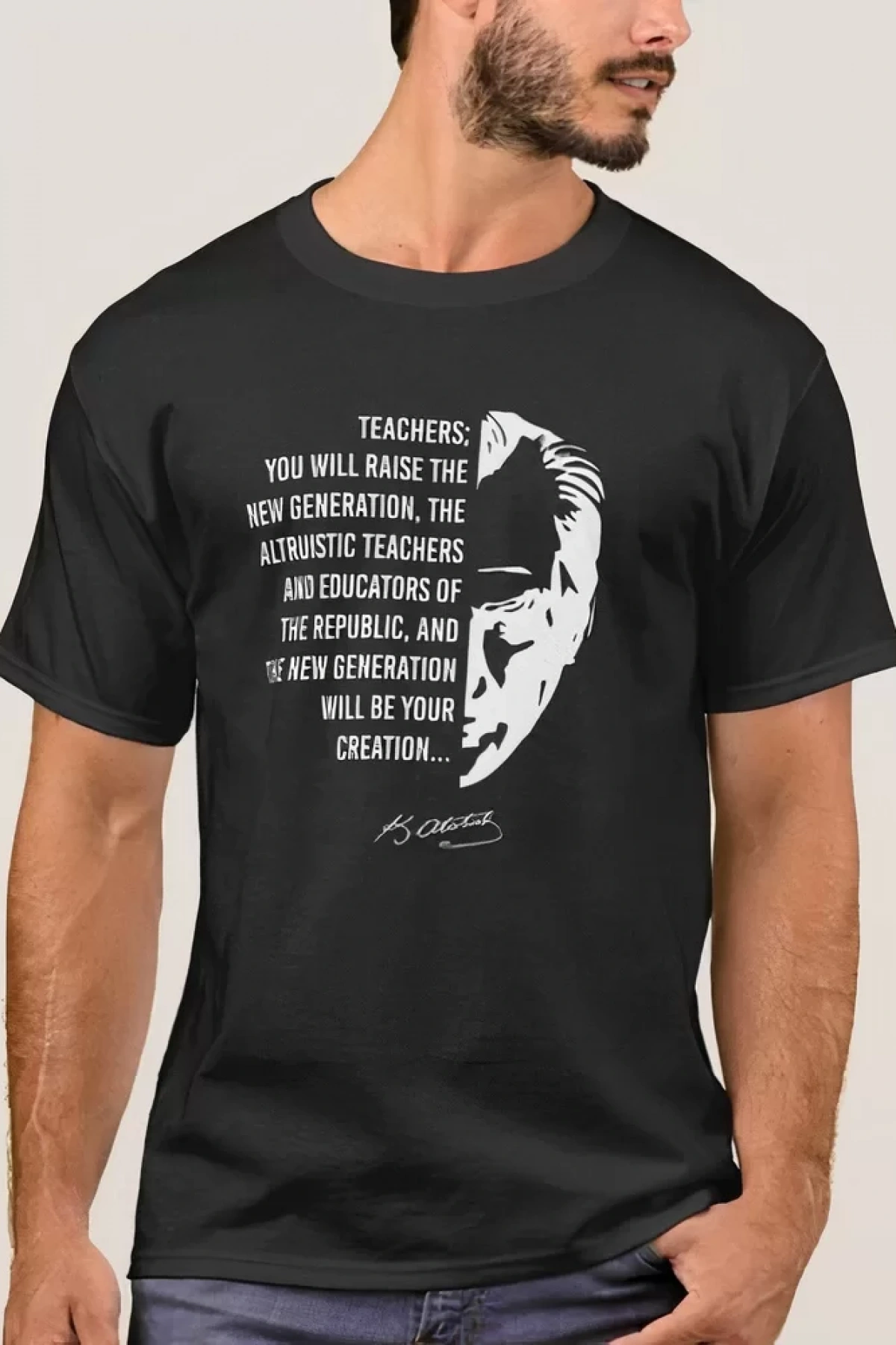 24 Kasım Öğretmenler Günü Baskılı T-shirt - Siyah