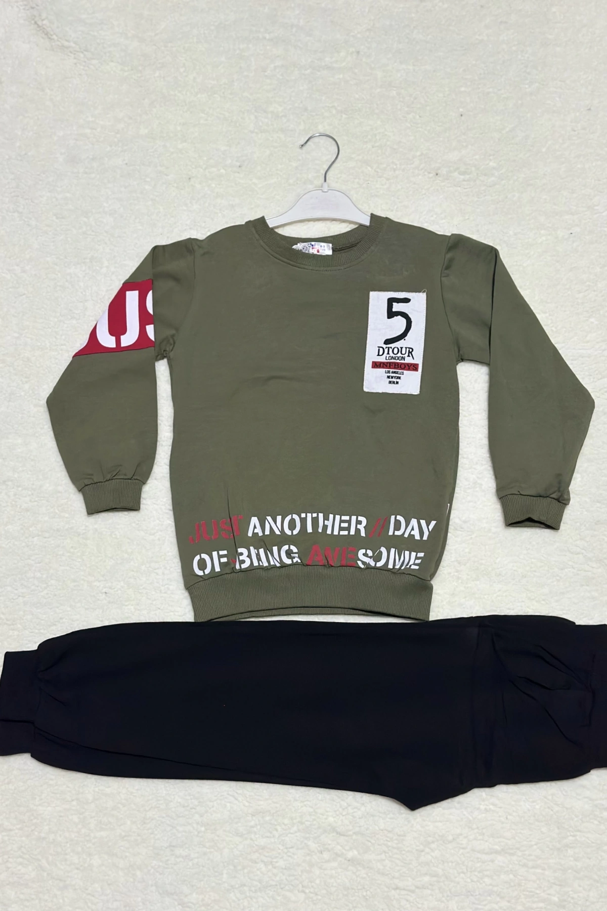 8-9 yaş 5 dtour baskoı alt üst takım haki erkek çocuk takım