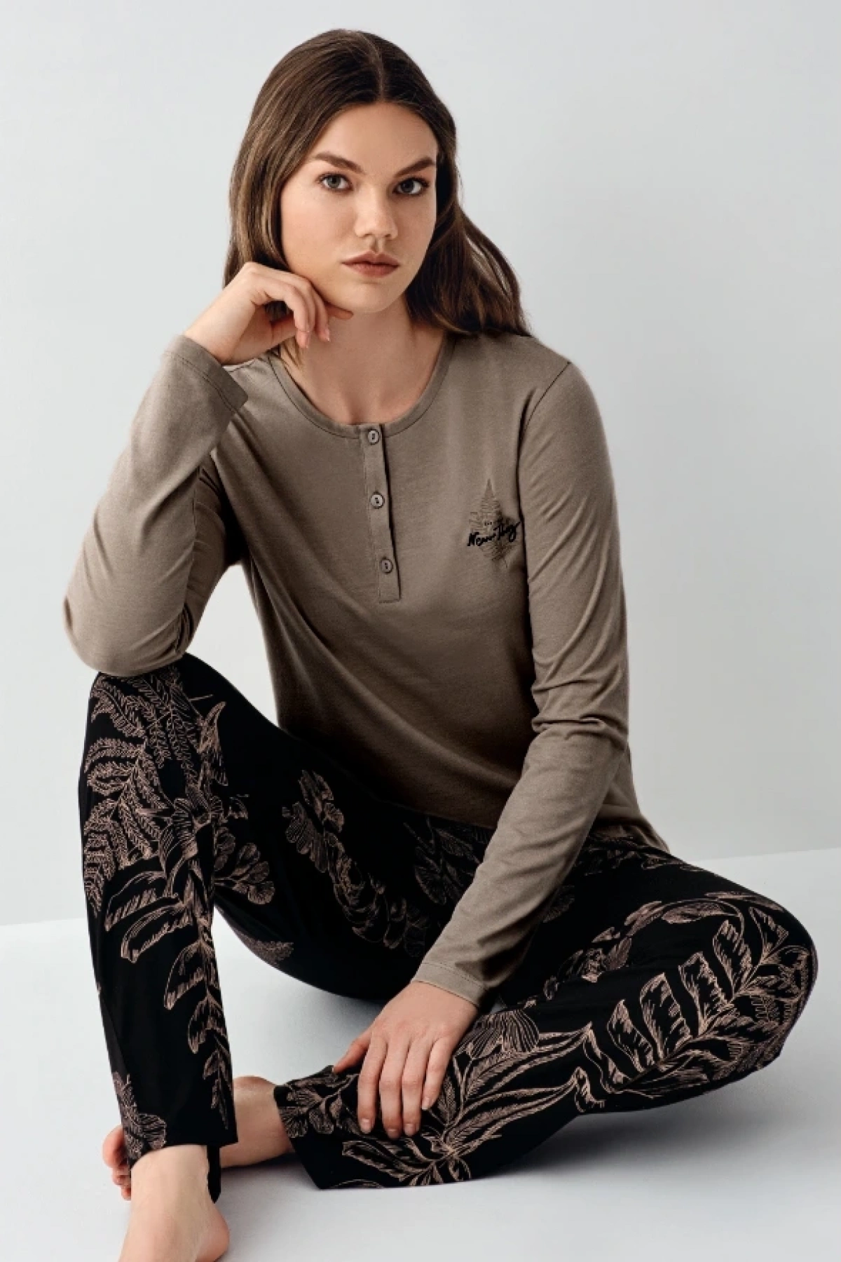 Arnetta 3439-X Kadın Battal Uzun Kol Pijama Takım