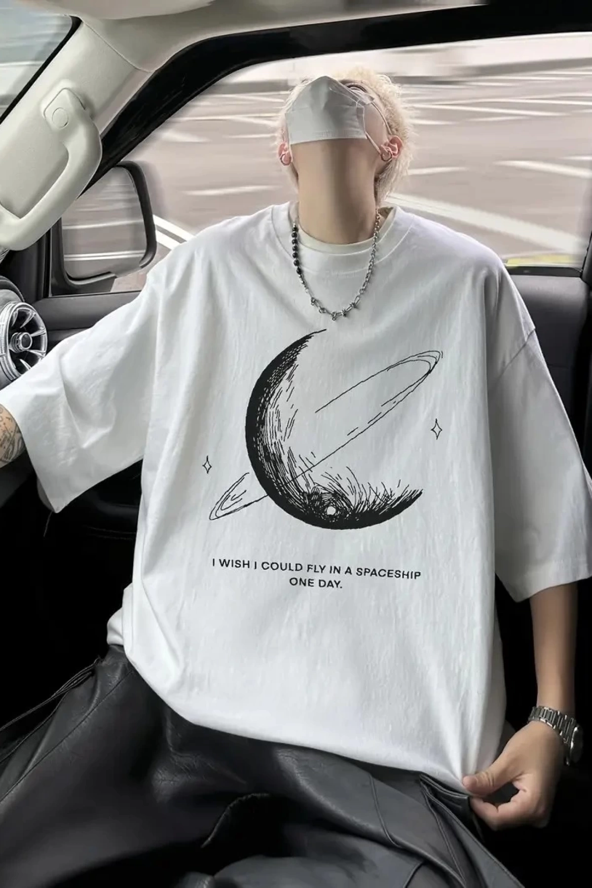 Erkekler için Siyah Tişört Grafik Genç Emo Vintage Gotik Rahat Büyük Beden Kısa Kollu Tişört Giysi Üst - Beyaz