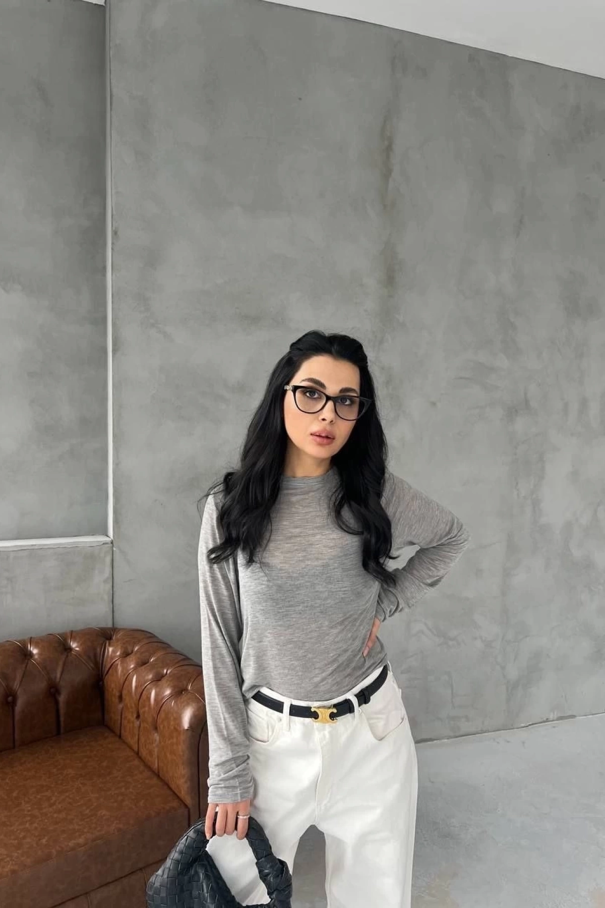 Bisiklet Yaka Uzun Kollu Crop - Bordo