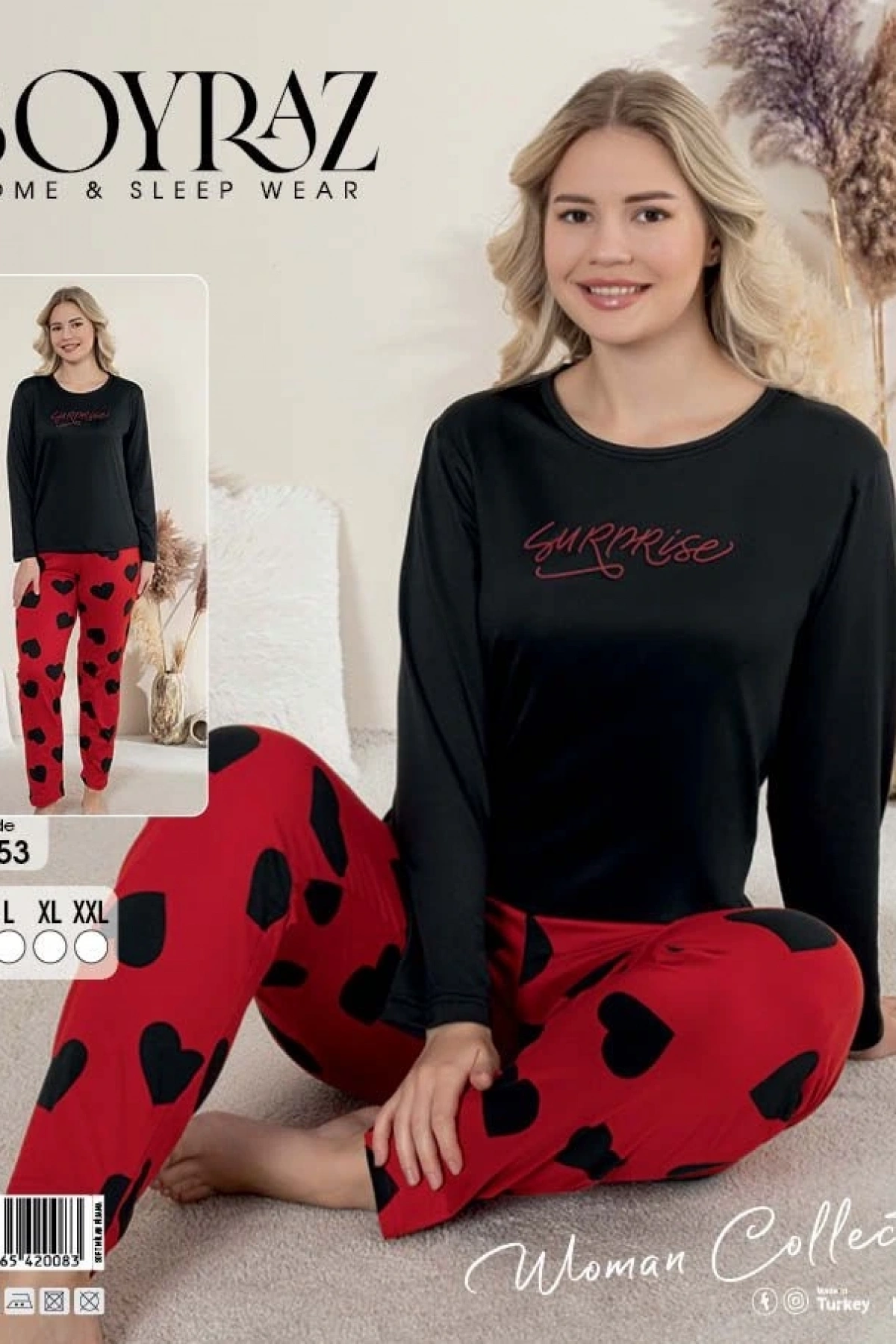 Boyraz 0153 Kadın Sandy Soft Uzun Kol Pijama Takımı