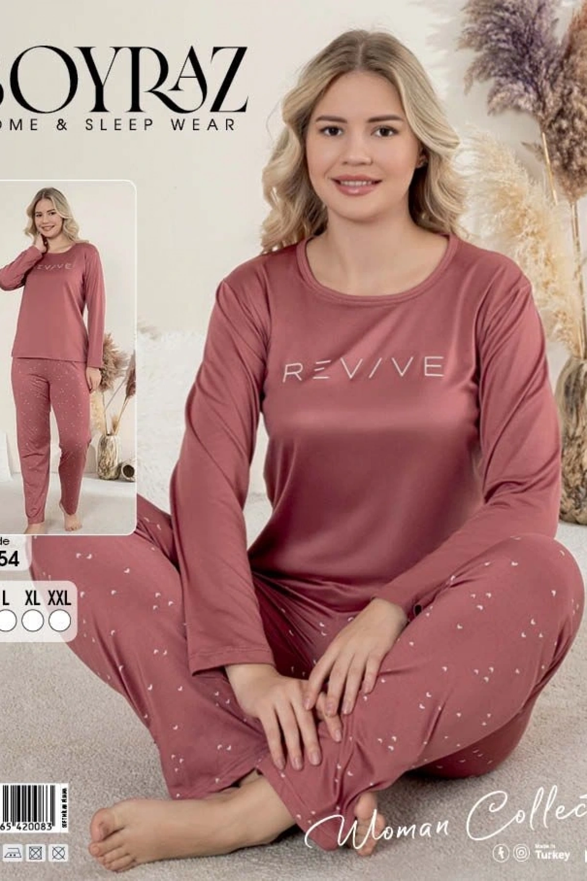 Boyraz 0154 Kadın Sandy Soft Uzun Kol Pijama Takımı