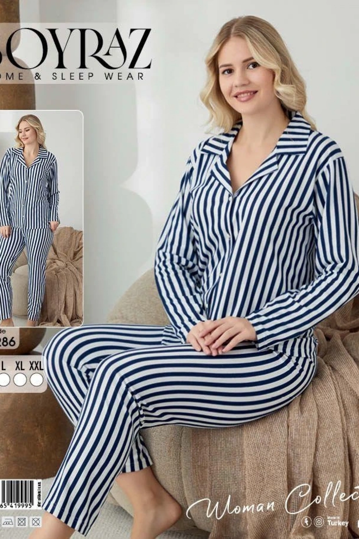 Boyraz 02286 Kadın Süet Uzun Kol Pijama Takımı